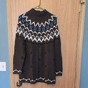 Moda International Nordic Knit Sweater - Brown and Blue